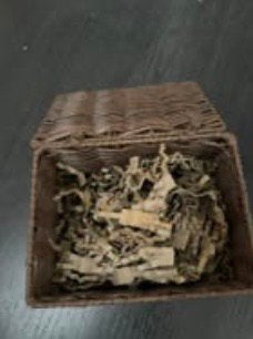 Cadeau mandje, Ophalen of Verzenden, Zo goed als nieuw, Rond, Riet