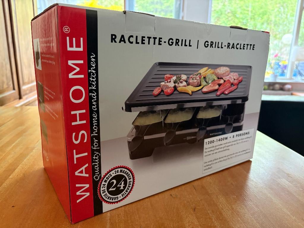 Gourmetstel NIEUW - Raclette merk Watshome - 8 personen, Witgoed en Apparatuur, Gourmetstellen, Ophalen of Verzenden, Nieuw, 8 personen of meer