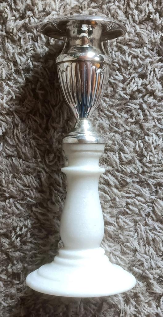 Kandelaar uit India van zilver en marmer in mooie doos, Ophalen of Verzenden, Zilver