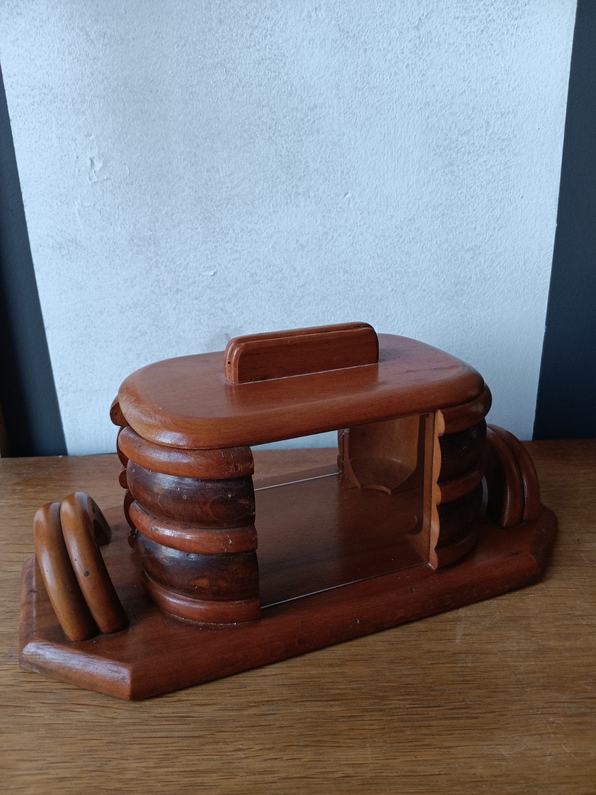 Art Deco koekjestrommel met origineel glas, jaren '30, Ophalen of Verzenden