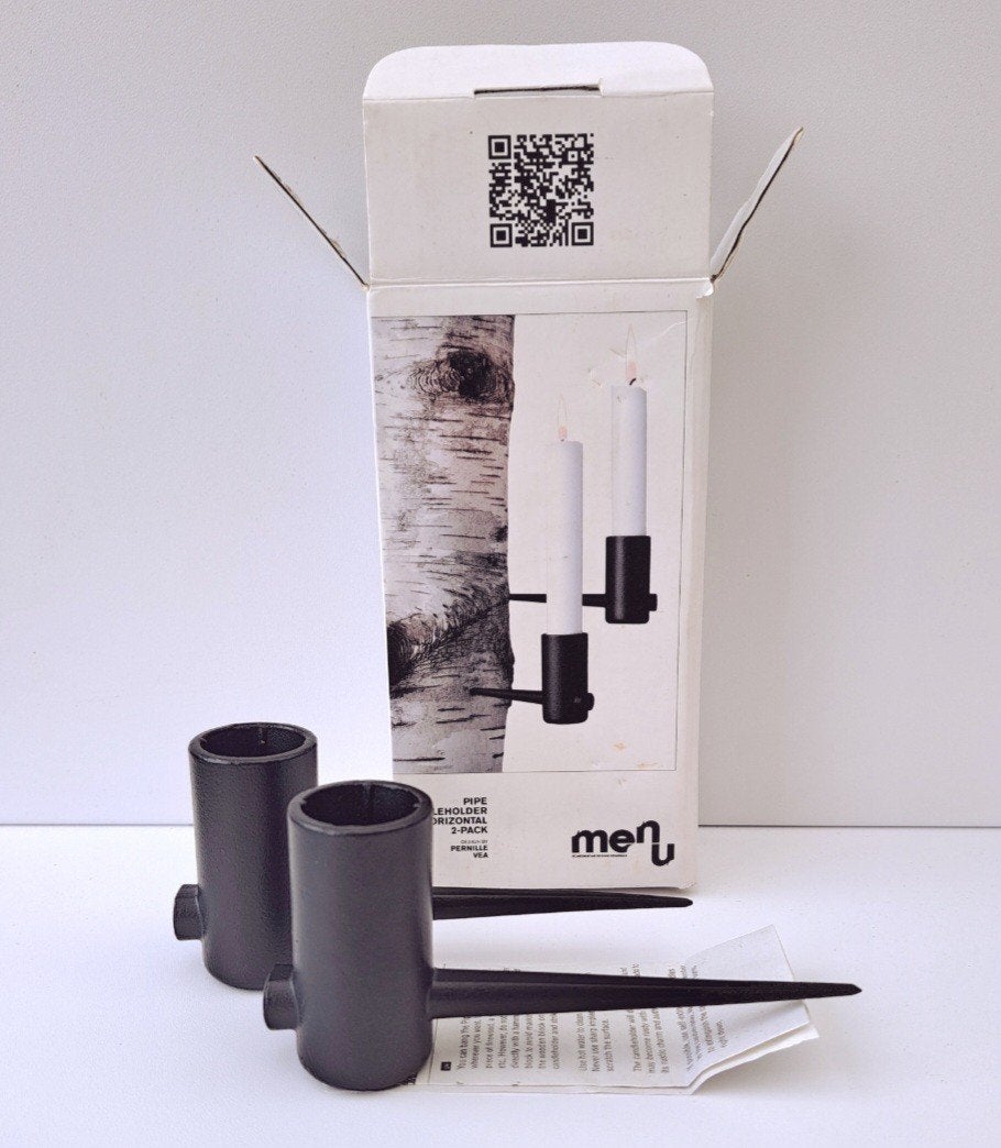 Deens design Menu Pipe set kandelaars gietijzer, Zwart, Nieuw, Ophalen of Verzenden, Metaal