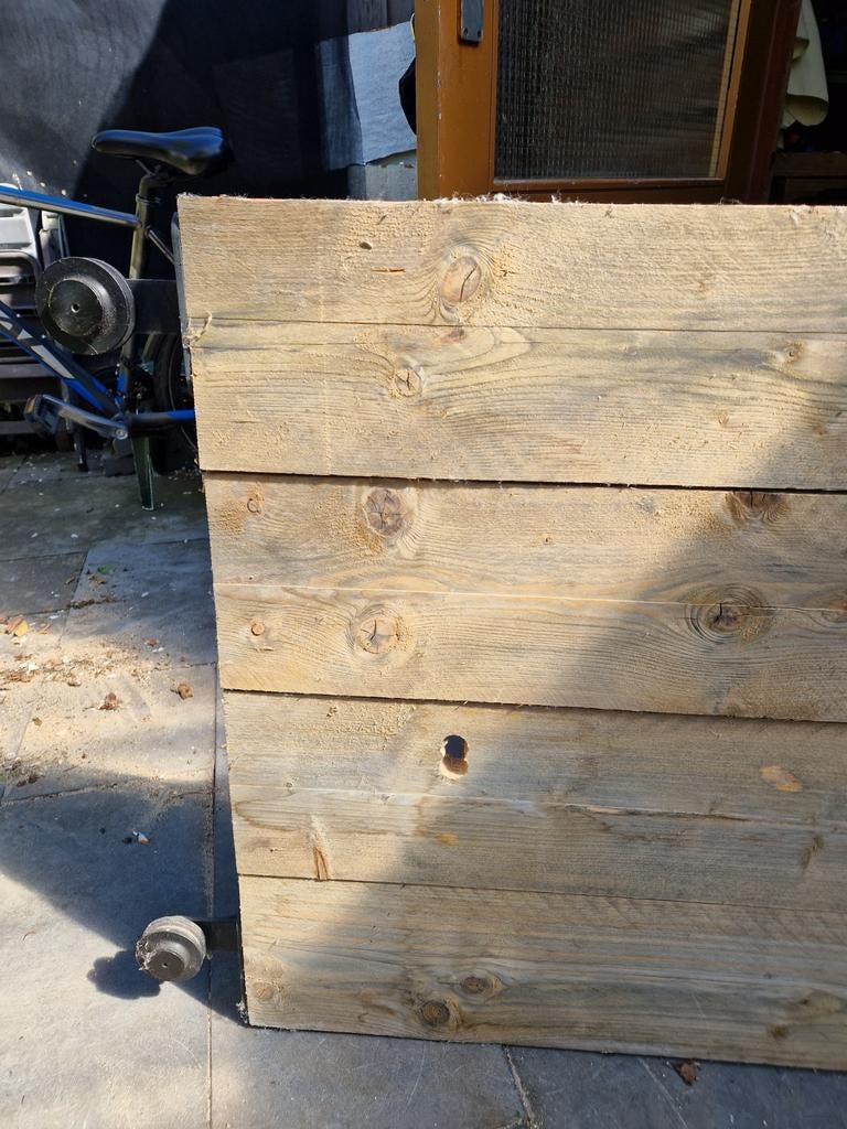 Stevige houten schuifdeur, Tuin en Terras, Tuinschermen, Gebruikt, Hout, Minder dan 100 cm, 100 tot 150 cm, Ophalen of Verzenden