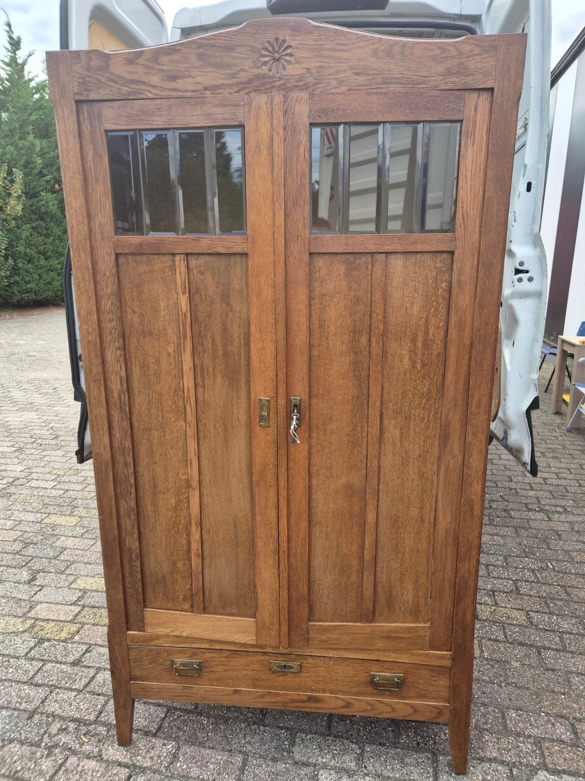 Antieke eiken linnenkast/kledingkast Art Deco/Jugendstil, Huis en Inrichting, Kasten | Buffetkasten, Ophalen of Verzenden