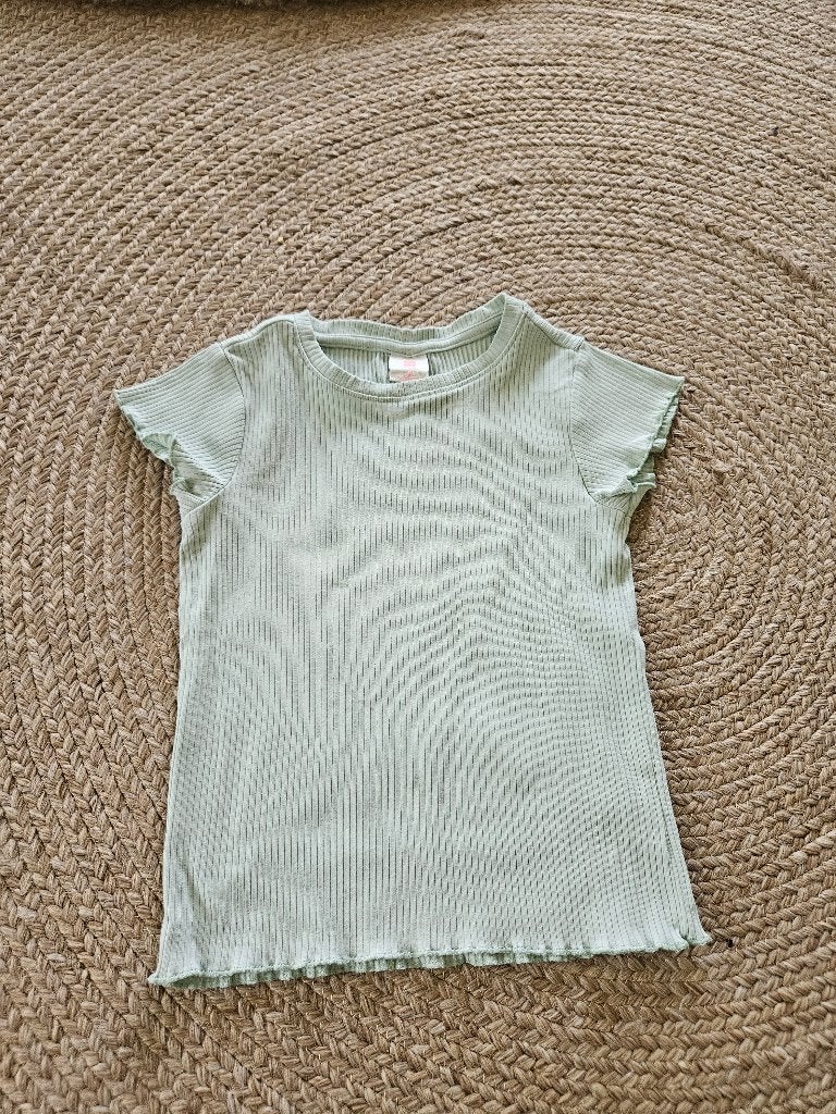Mintgroen ribshirt van de hema, maat 110-116, Kinderen en Baby's, Kinderkleding | Maat 110, Meisje, Ophalen of Verzenden, Zo goed als nieuw