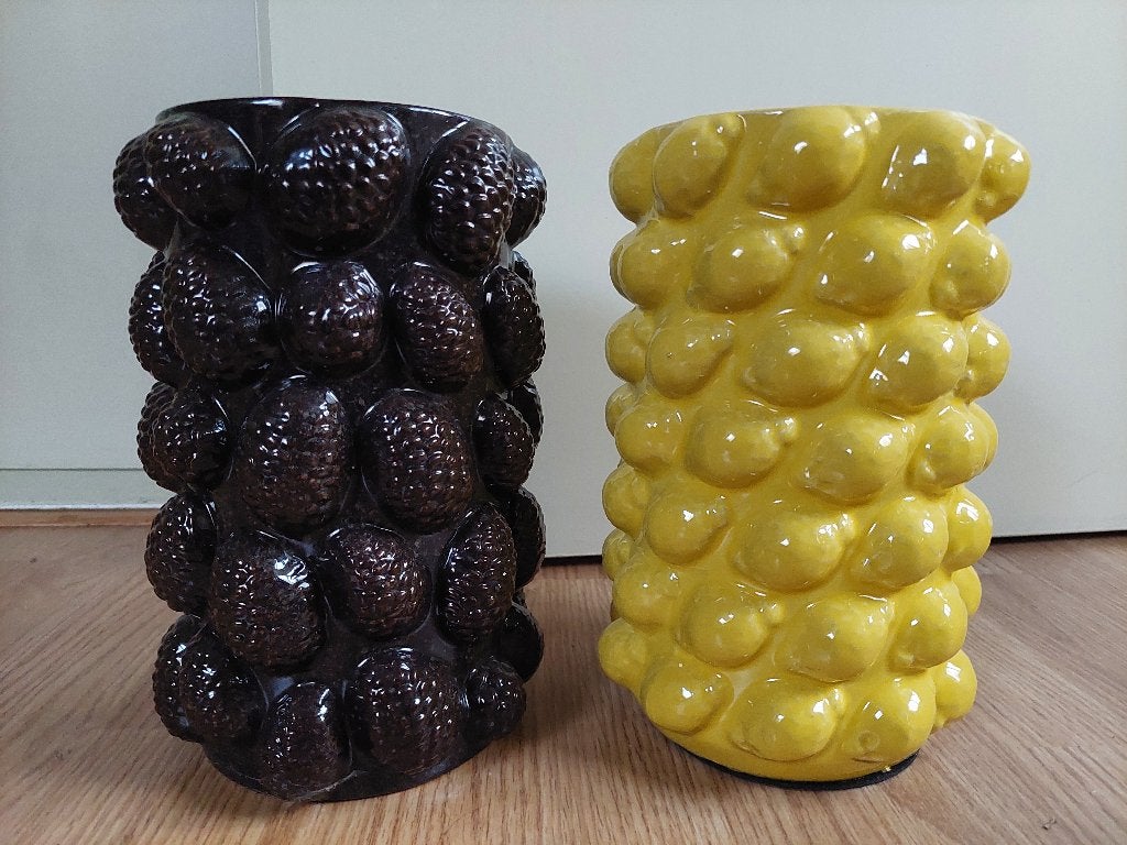 Fruitvaas/Vruchtenvaas - Citroen/Dennenappel H:26 cm. Ø16cm., Ophalen, Overige kleuren, Nieuw, Steen/keramiek
