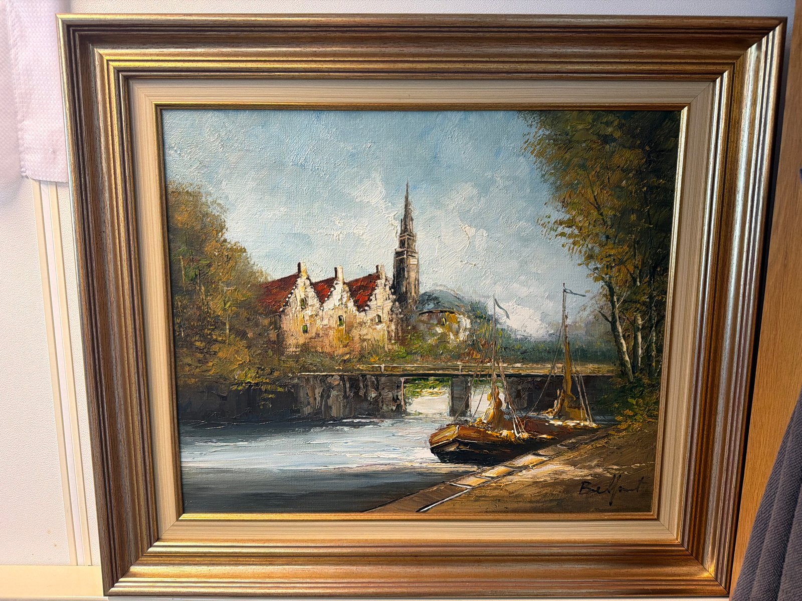 Belfort Schilderij met Certificaat van Echtheid, Ophalen, Doek, Realistisch, Gesigneerd