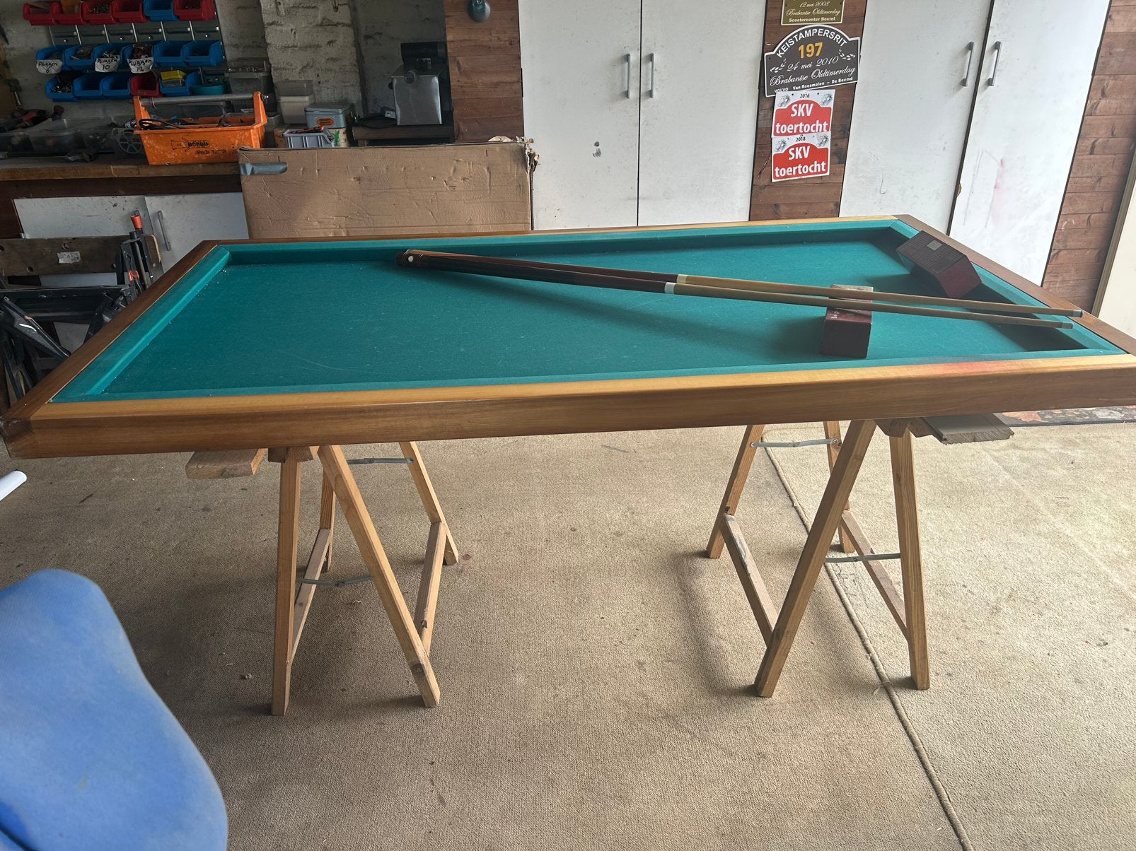 Tafelbiljart  1 m  1 m 80. Met ballen en keu, Ophalen of Verzenden, Gebruikt, Biljarttafel