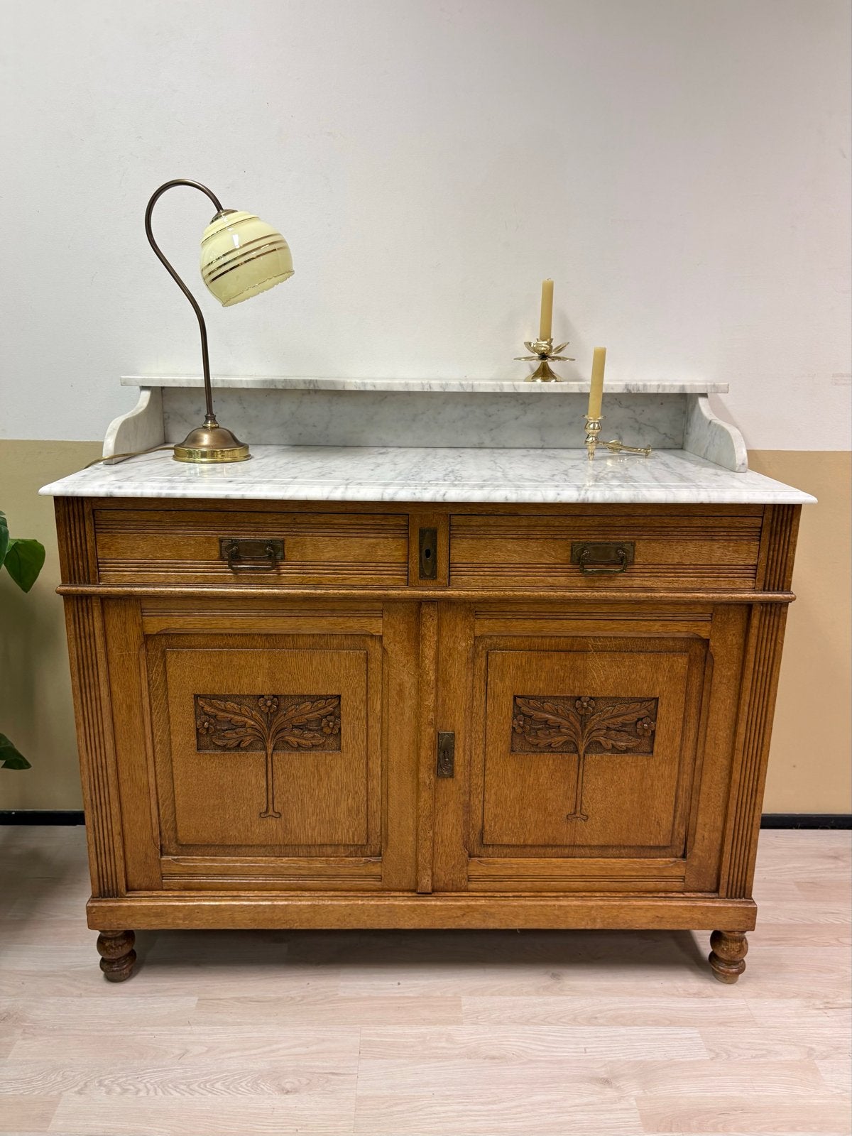 Houten kast antiek marmeren blad commode Jugendstil dressoir, Antiek en Kunst, Antiek | Meubels | Kasten, Ophalen