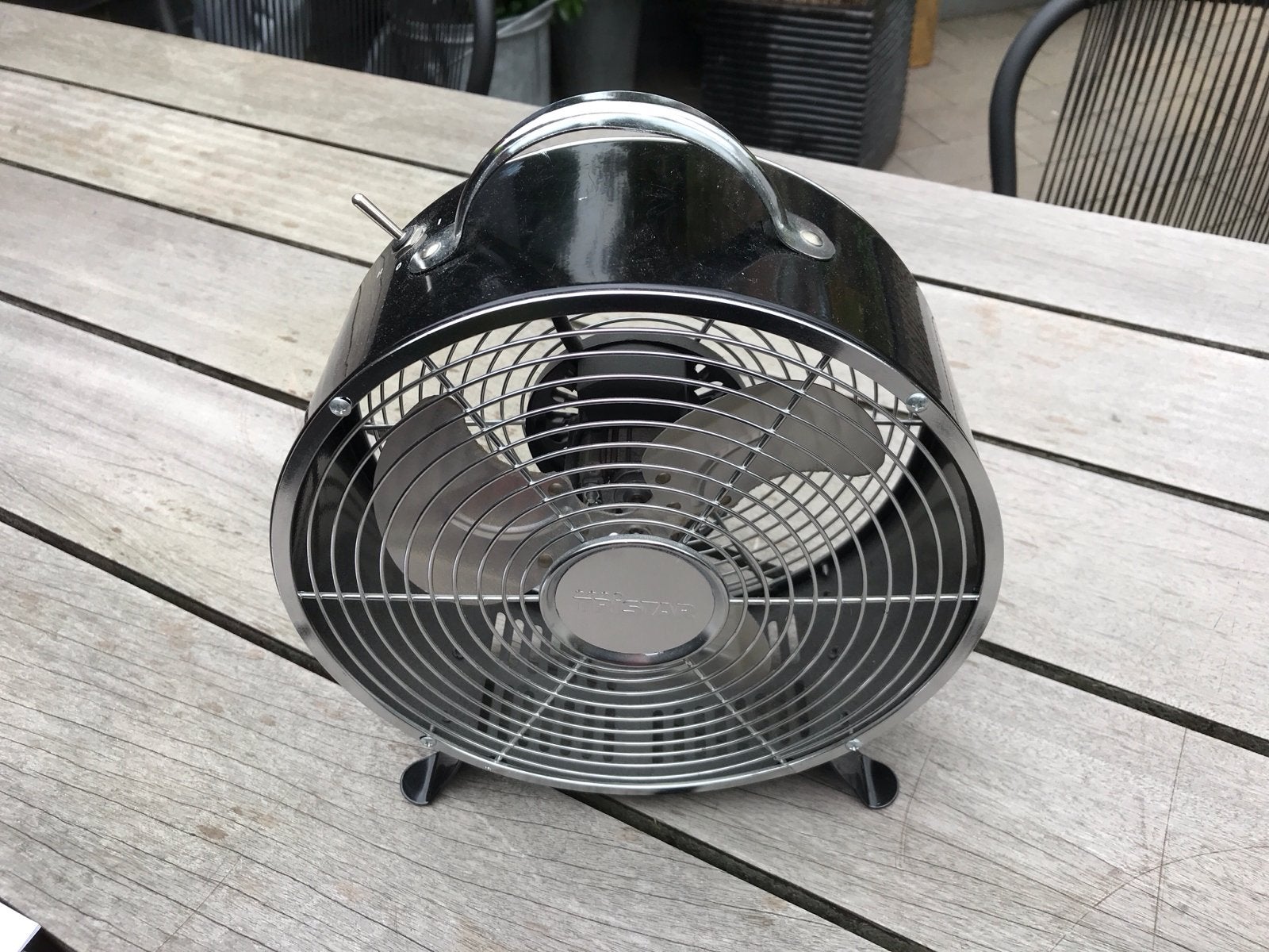 Tristar VE-5966 Tafelventilator - Zwart/Chroom, Witgoed en Apparatuur, Ophalen of Verzenden, Zo goed als nieuw, Tafelventilator