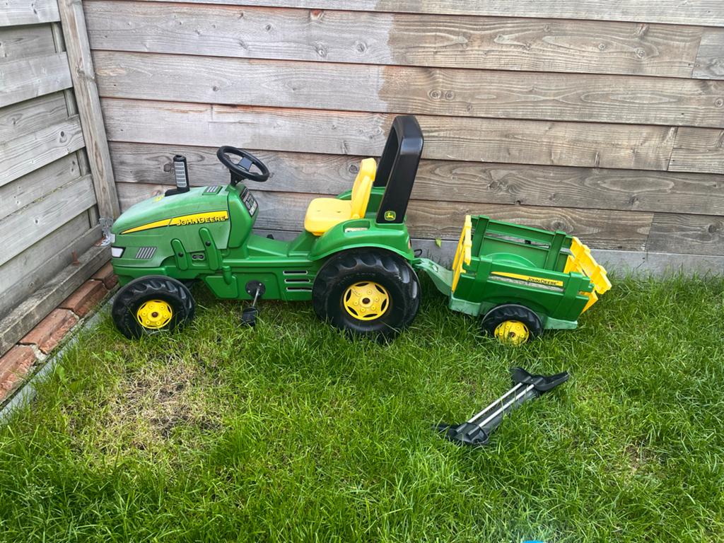 Traptractor met aanhanger, Ophalen, Gebruikt