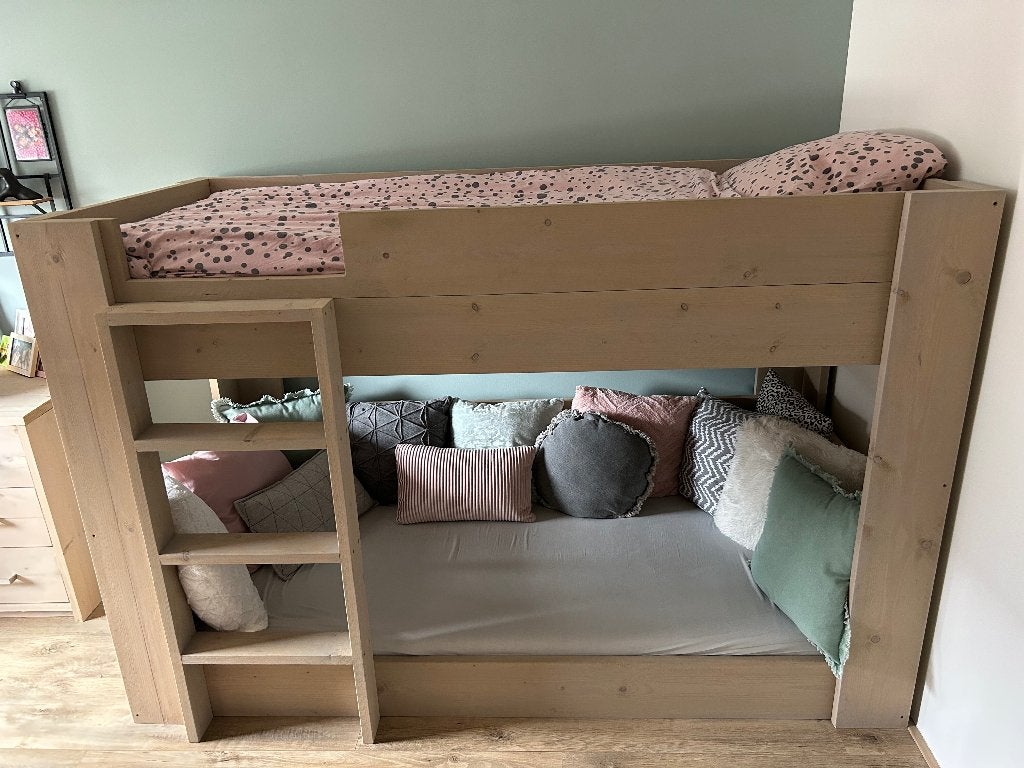 Steigerhouten stapelbed/hoogslaper, Ophalen, Zo goed als nieuw, Stapelbed