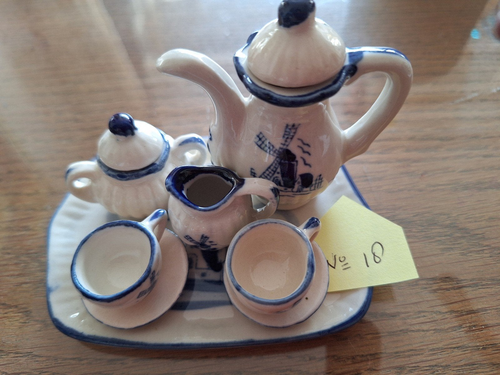 Delfts Blauw Miniatuur Theeserviesje met Molen Decor, Ophalen of Verzenden