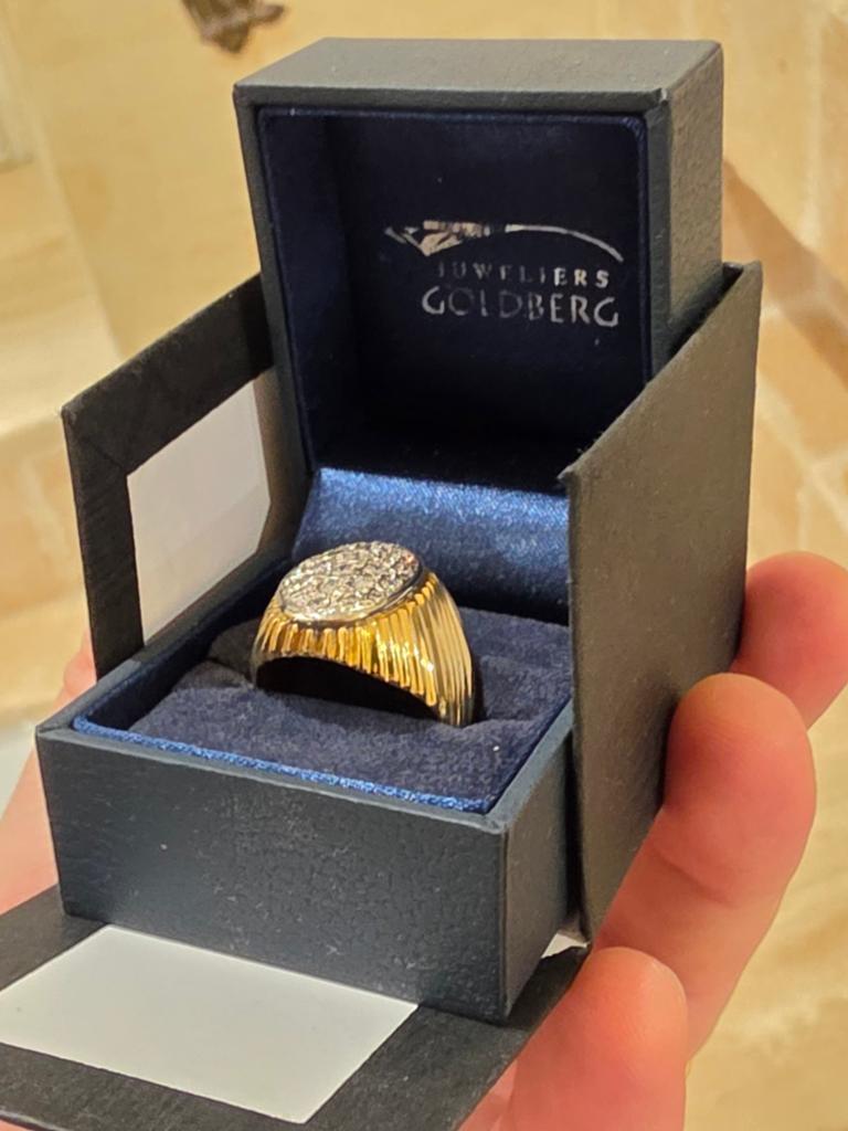 LUXE HERENRING 18K GOUD + DIAMANTEN, Ophalen, Zo goed als nieuw, Goud, Overige merken