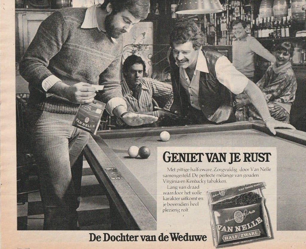 Retro reclame 1979 Van Nelle shag biljart is genieten, Verzenden, Overige typen