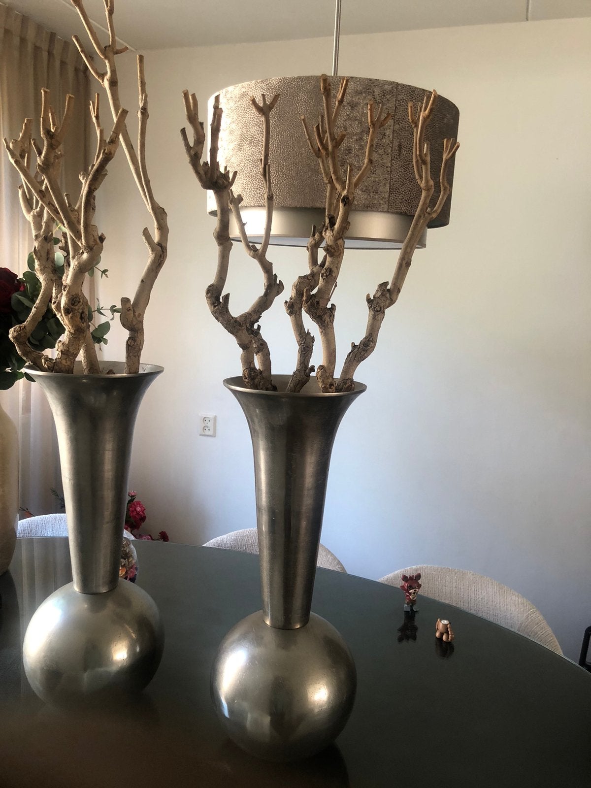 2 mooie grote vazen met takken!, Overige kleuren, Ophalen of Verzenden, Minder dan 50 cm, Glas