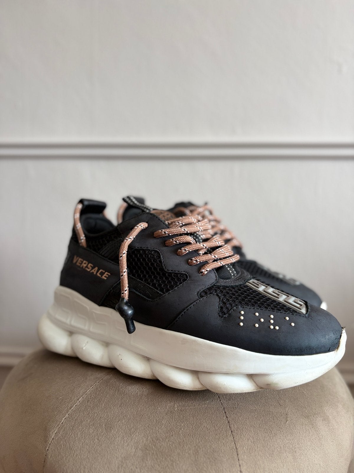 Versace Chain Reaction 2.0 Clean sneakers - Maat 40, Kleding | Dames, Ophalen of Verzenden, Gedragen, Zwart, Sneakers of Gympen