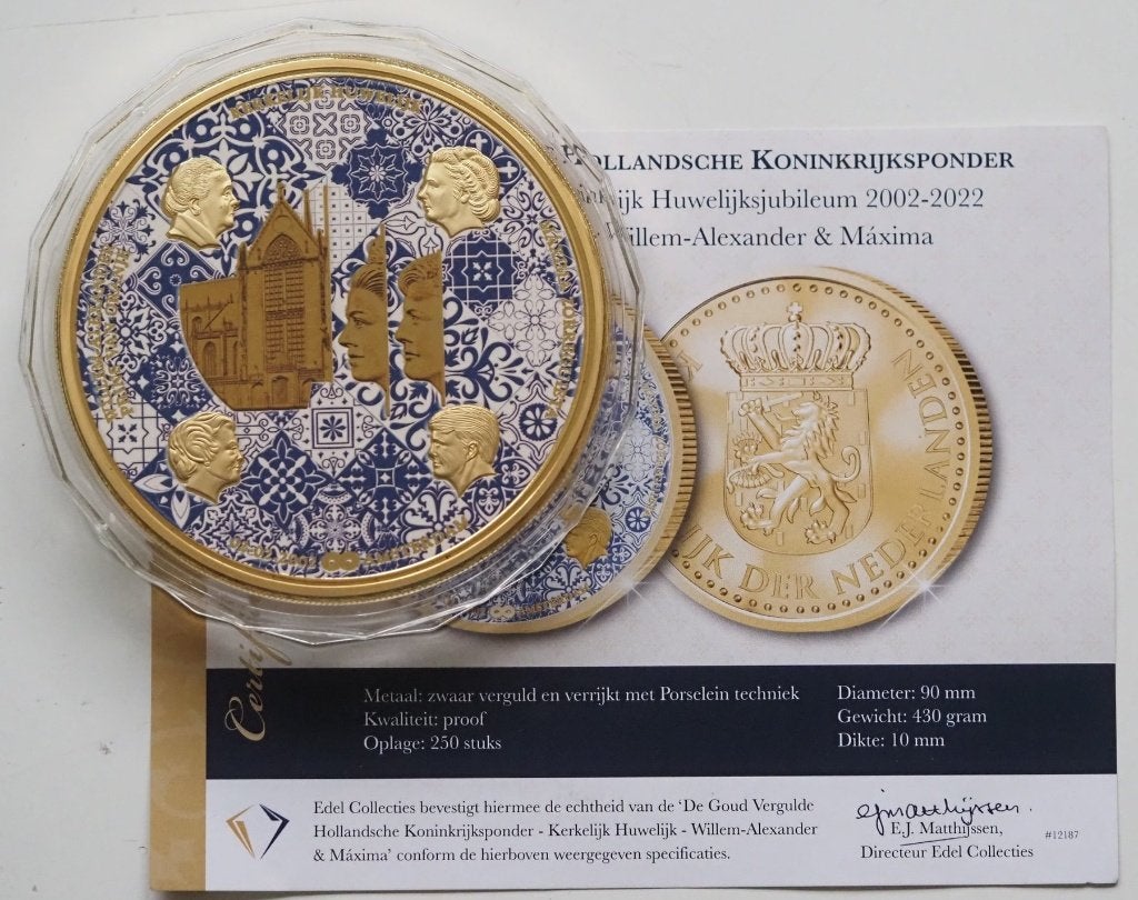 Nederland Goud Vergulde Hollandsche Koninkrijksponder 2022, Verzenden, Koningin Beatrix, Euro's, Goud