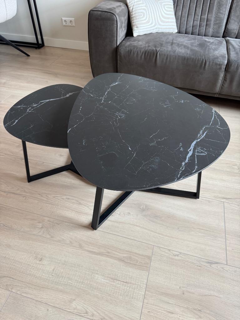 Salontafels organisch zwart keramiek, Ophalen, Overige materialen, 50 tot 100 cm, 50 tot 100 cm