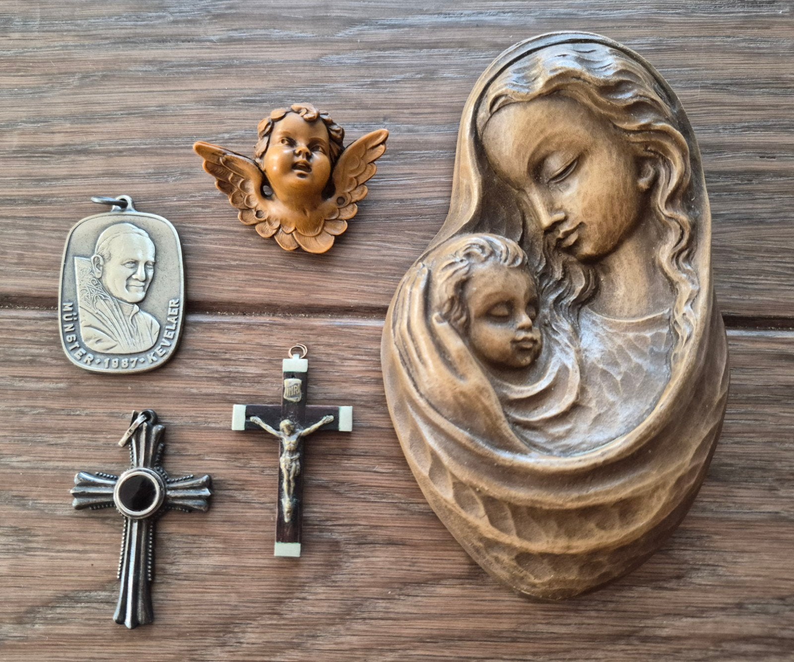 Diverse religieuze items: hout en metaal, Ophalen of Verzenden