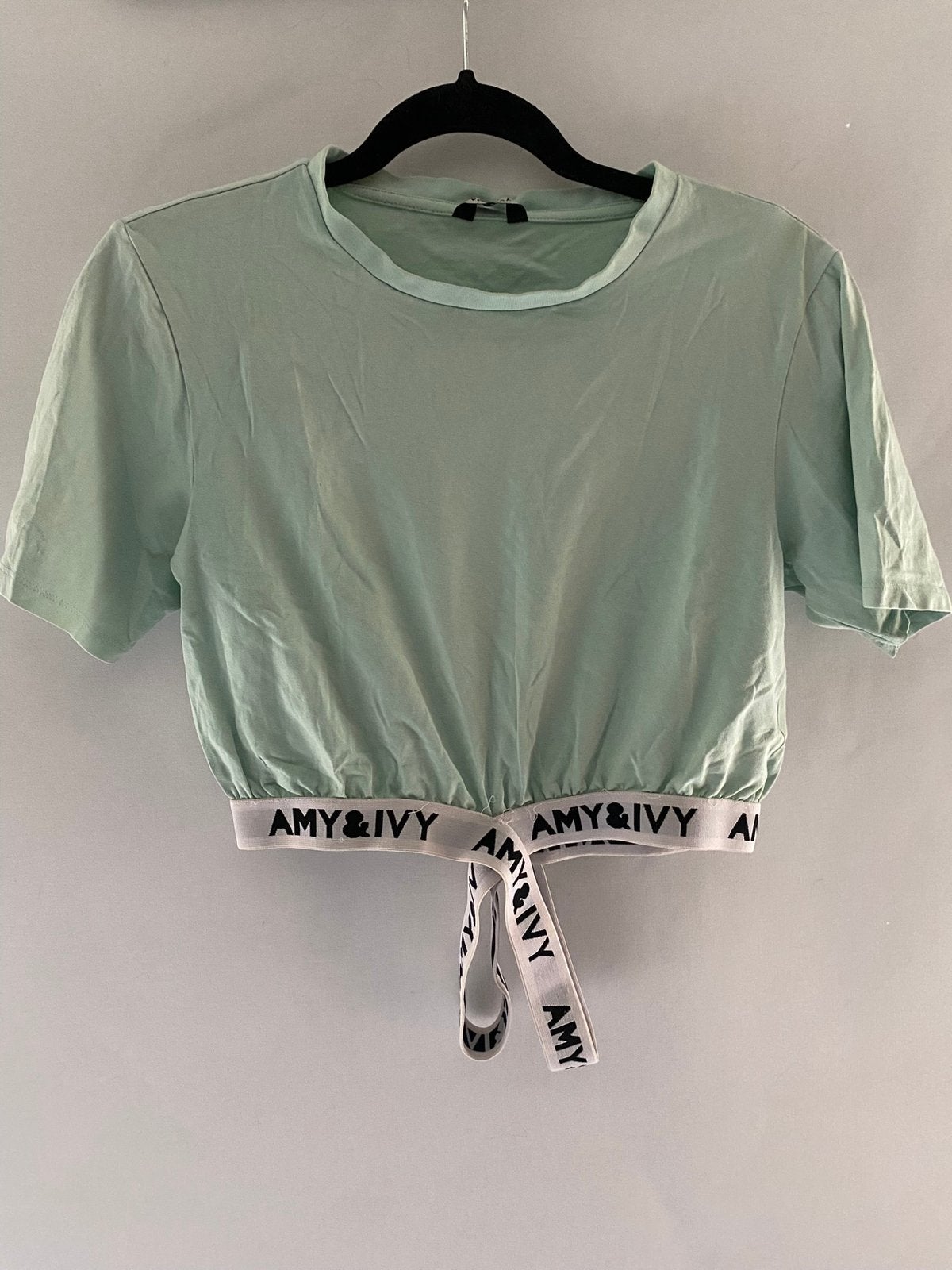 Amy & Ivy mintgroene crop top | Maat S/36 | Strikdetail |, Ophalen of Verzenden, Zo goed als nieuw, Korte mouw, Maat 36 (S)