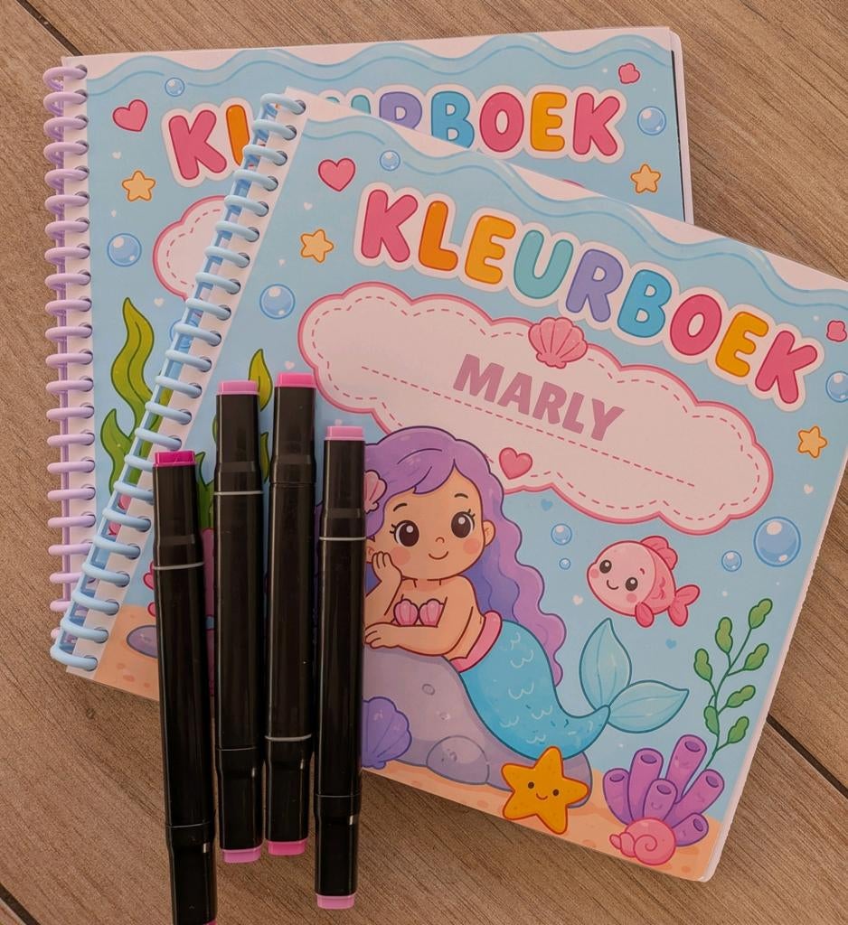 Gepersonaliseerd zeemeermin kleurboek met naam, Hobby en Vrije tijd, Tekenen, Ophalen of Verzenden, Nieuw