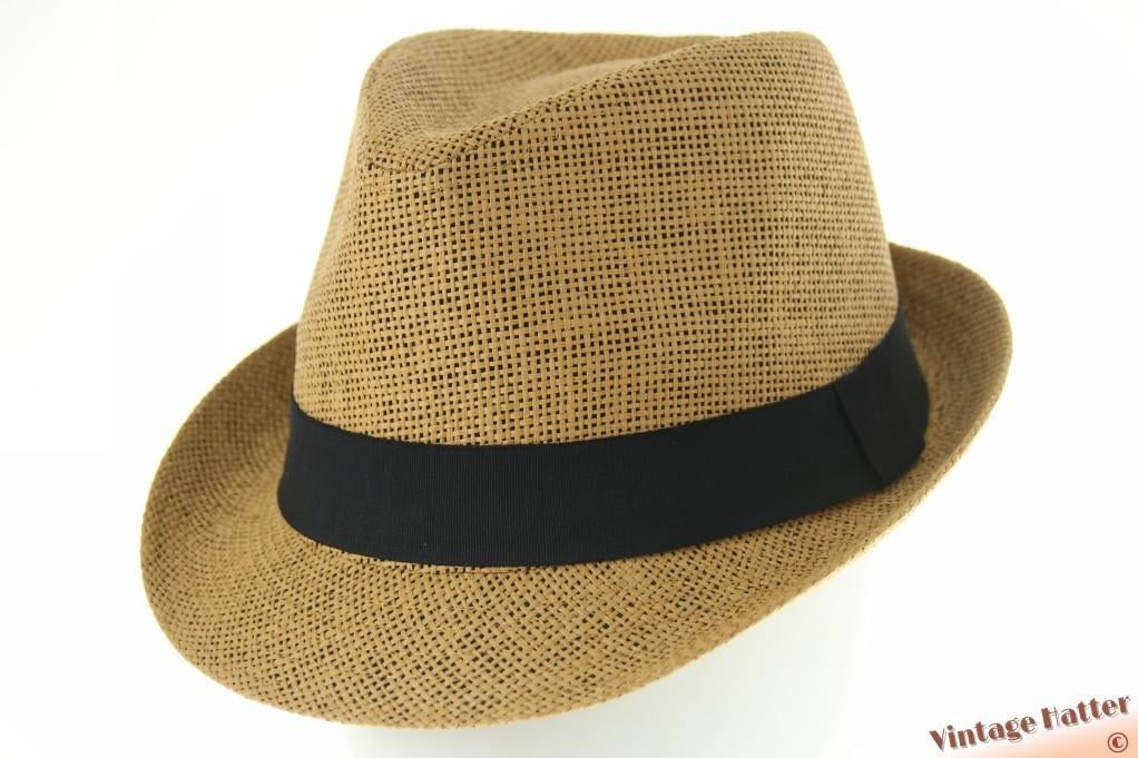 Trilby hoed bruin beige gecoat papier  59, 60 en 61 nieuw, Ophalen of Verzenden, Nieuw, 60 cm (XL, 7½ inch) of meer, Hoed