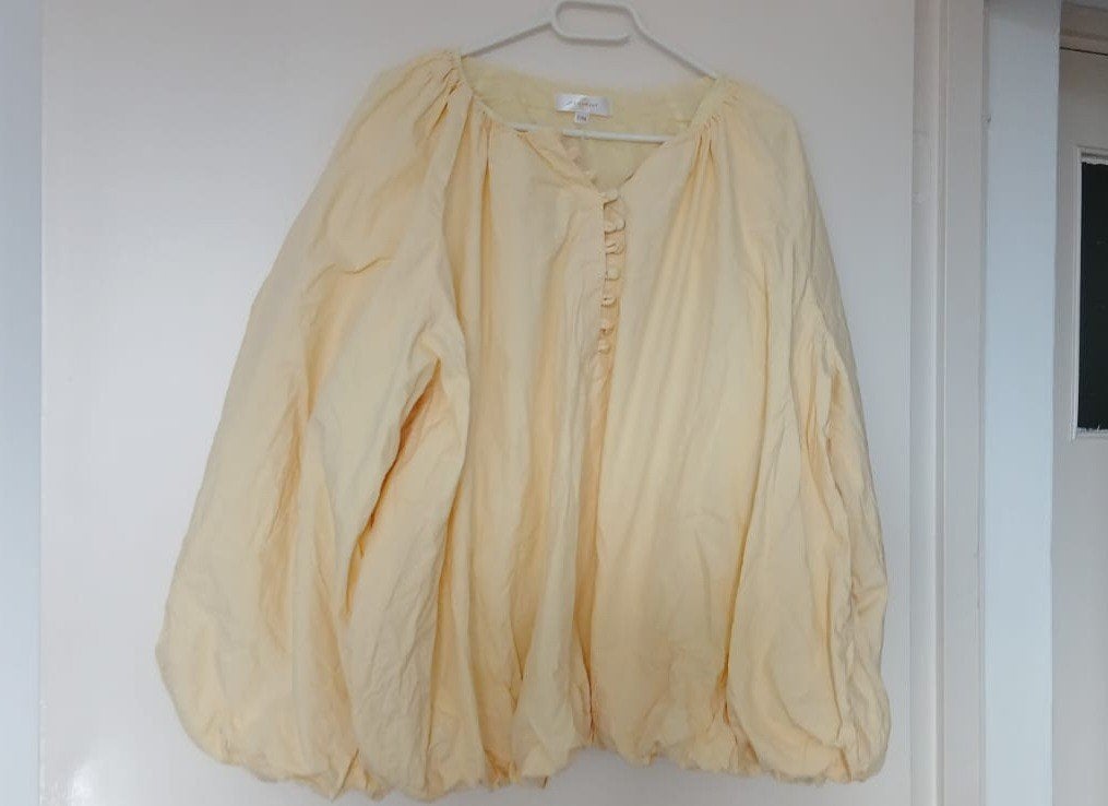 Lichtgele blouse met pofmouwen, Ophalen, Geel, Maat 46/48 (XL) of groter, Onbekend