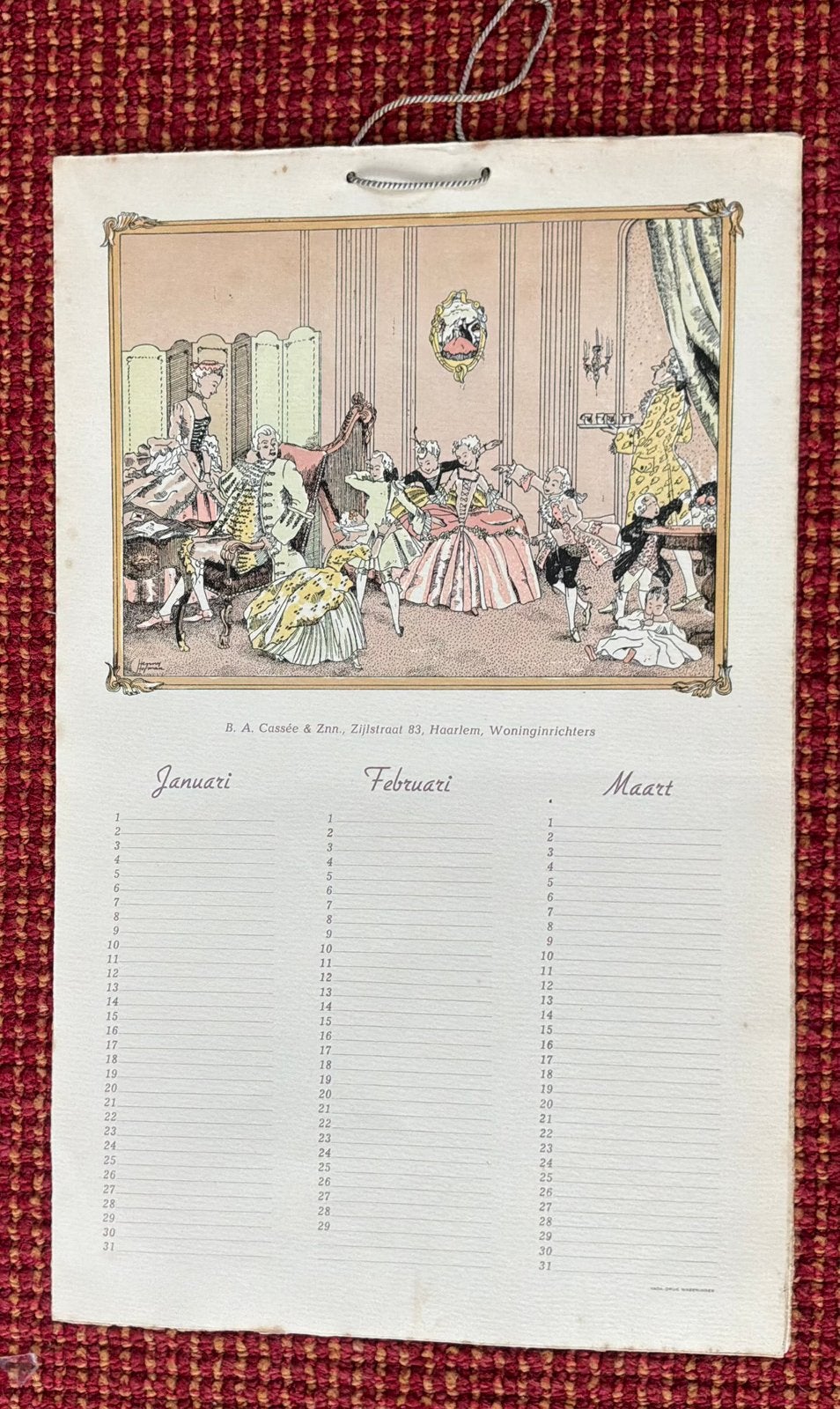 Verkaardagskalender uit oorlogsjaren Fa. Cassee in Haarlem, Ophalen of Verzenden, Maandkalender, Zo goed als nieuw