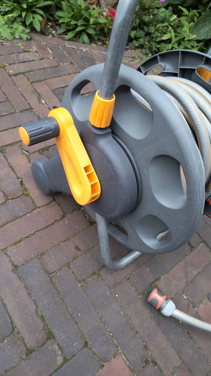 Tuinslanghaspel met 20m tuinslang, Tuin en Terras, Ophalen, Gebruikt, Tuinslanghaspel