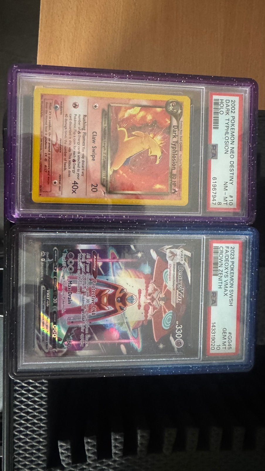 Dark typlosion #10 psa 8 en deoxys vmax #gg45 psa 10, Ophalen, Zo goed als nieuw