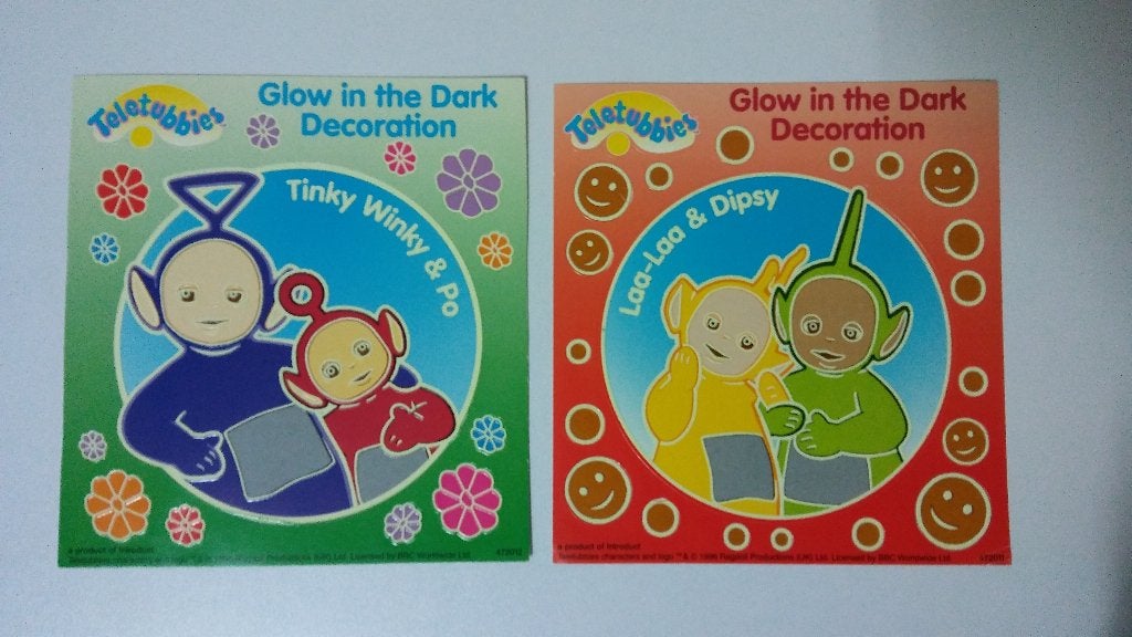 Teletubbies BBC 1996 Ragdoll glow in the dark stickers set, Ophalen of Verzenden, Zo goed als nieuw, Overige typen