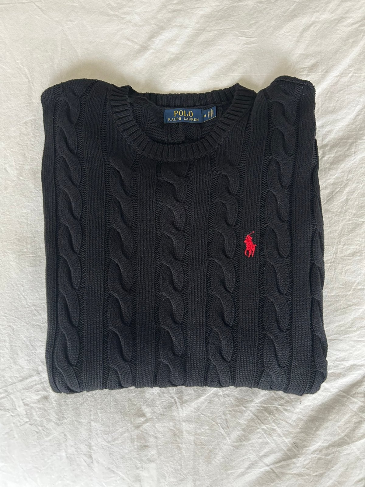 Ralph Lauren kabeltrui, Verzenden, Nieuw, Maat 48/50 (M), Zwart