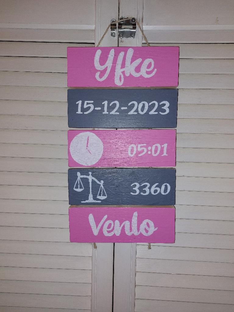 Uniek geboortebord op maat, Kinderen en Baby's, Info@rwhoutidee.nl, Nieuw, Ophalen of Verzenden, Wervershoof