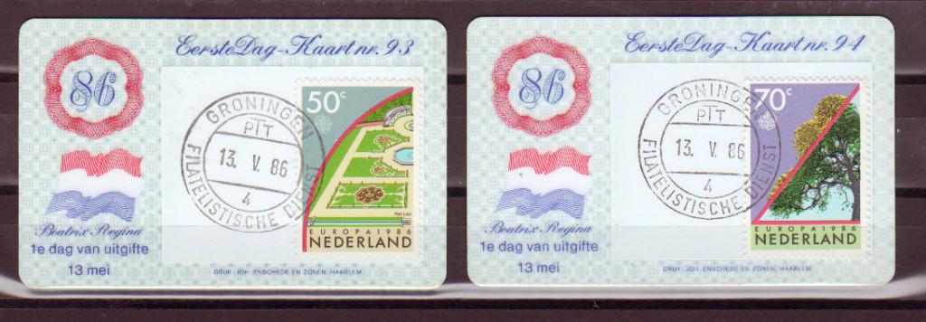 Nederland Eerste Dag Kaartjes EDK nr. 93-94, Postzegels en Munten, Postzegels | Eerstedagenveloppen, Ophalen of Verzenden, Onbeschreven