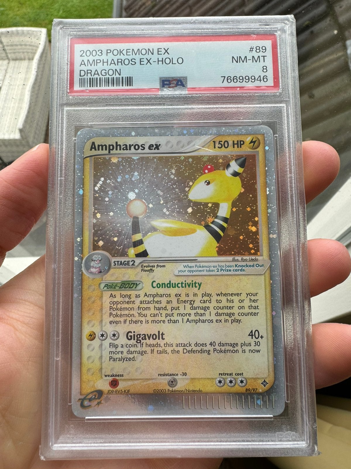 Ampharos Ex PSA 8 Dragon, Ophalen of Verzenden, Zo goed als nieuw