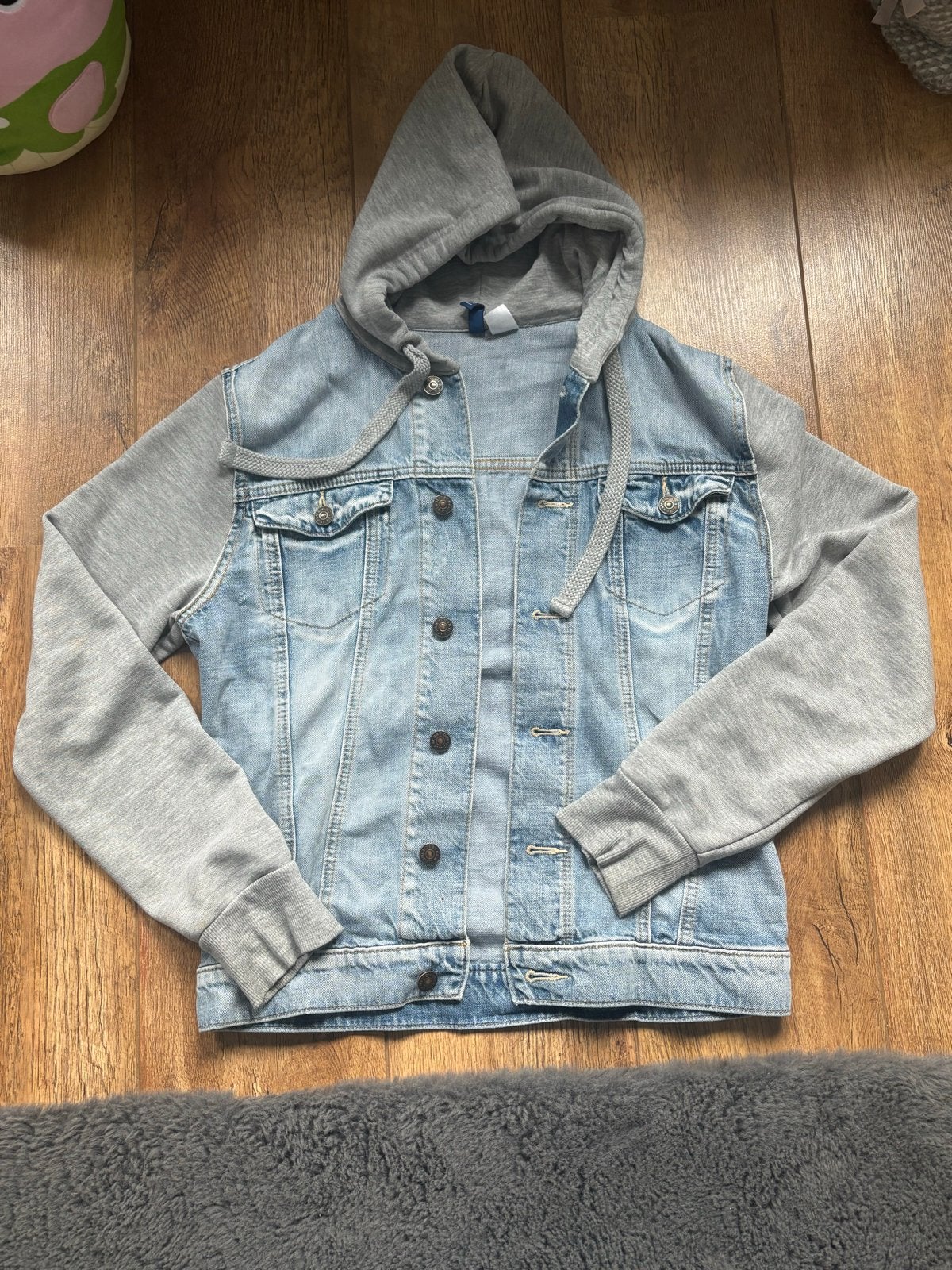 Spijkerjas met capuchon - Divided H&M - Maat S, Ophalen of Verzenden, Gedragen, Maat 46 (S) of kleiner, Meerkleurig