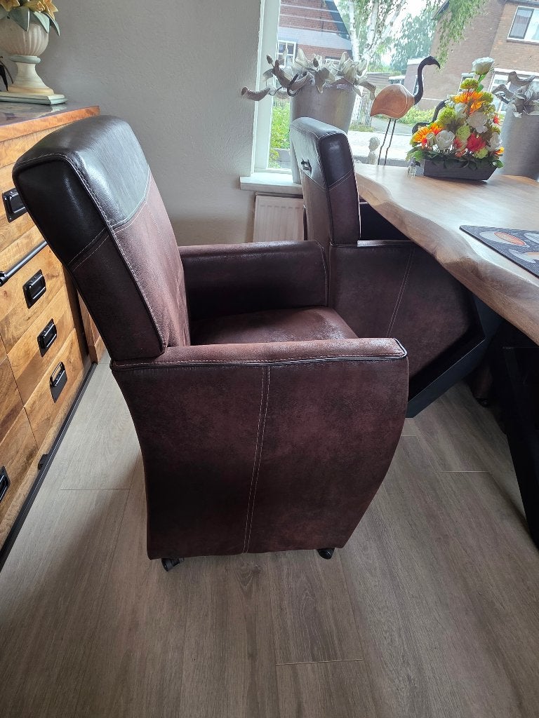 Eetkamerstoelen, Huis en Inrichting, Stoelen, Ophalen, Bruin, Vier, Leer