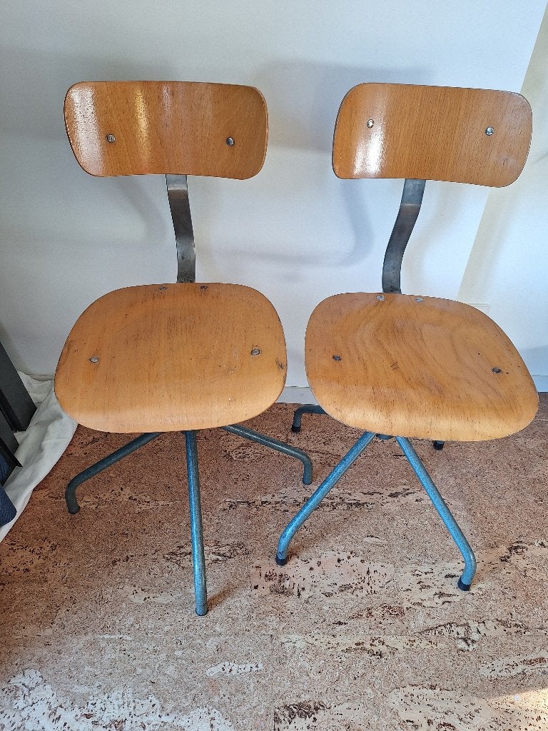 retro stoelen, Huis en Inrichting, Ophalen, Gebruikt, Hout, Twee