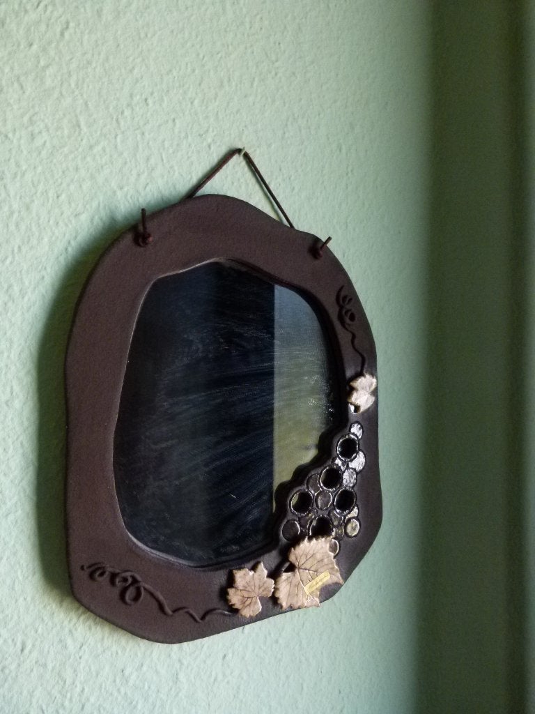vintage studio keramiek spiegel 70er, Huis en Inrichting, Woonaccessoires | Spiegels, Ophalen, Minder dan 50 cm, Zo goed als nieuw