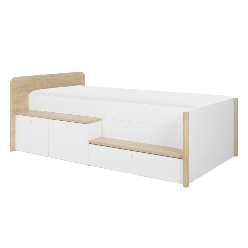 Matis kajuitbed - 90x200 - Wit/kastanje, Niet ingevuld, Niet ingevuld, Niet ingevuld