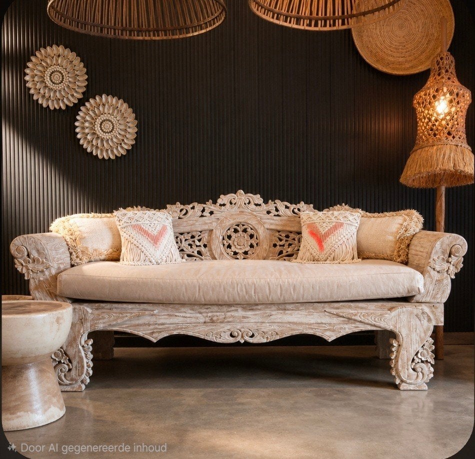 Balinese Loungebank Bunga van Mooi Bali, Driepersoons, 75 tot 100 cm, Ophalen of Verzenden, Zo goed als nieuw