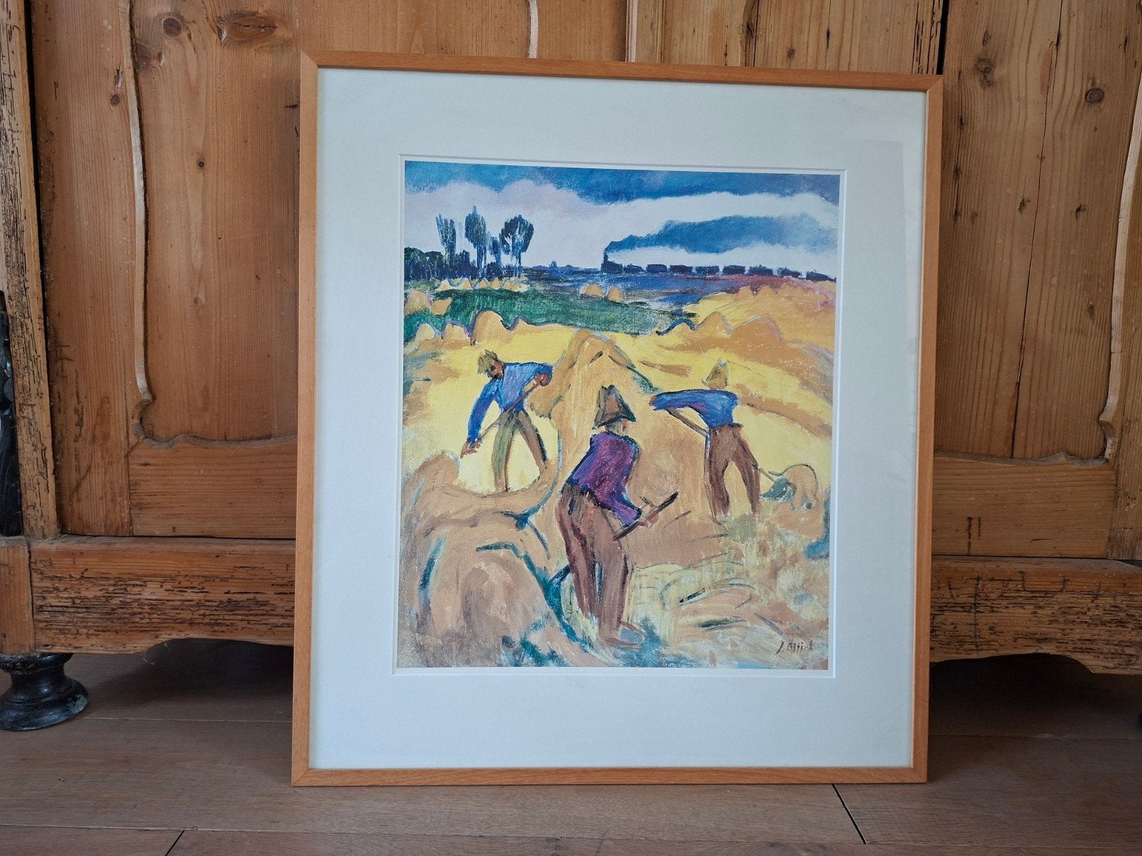 Replica van Jan Altink 'Hooiende boeren', Antiek en Kunst, Ophalen of Verzenden