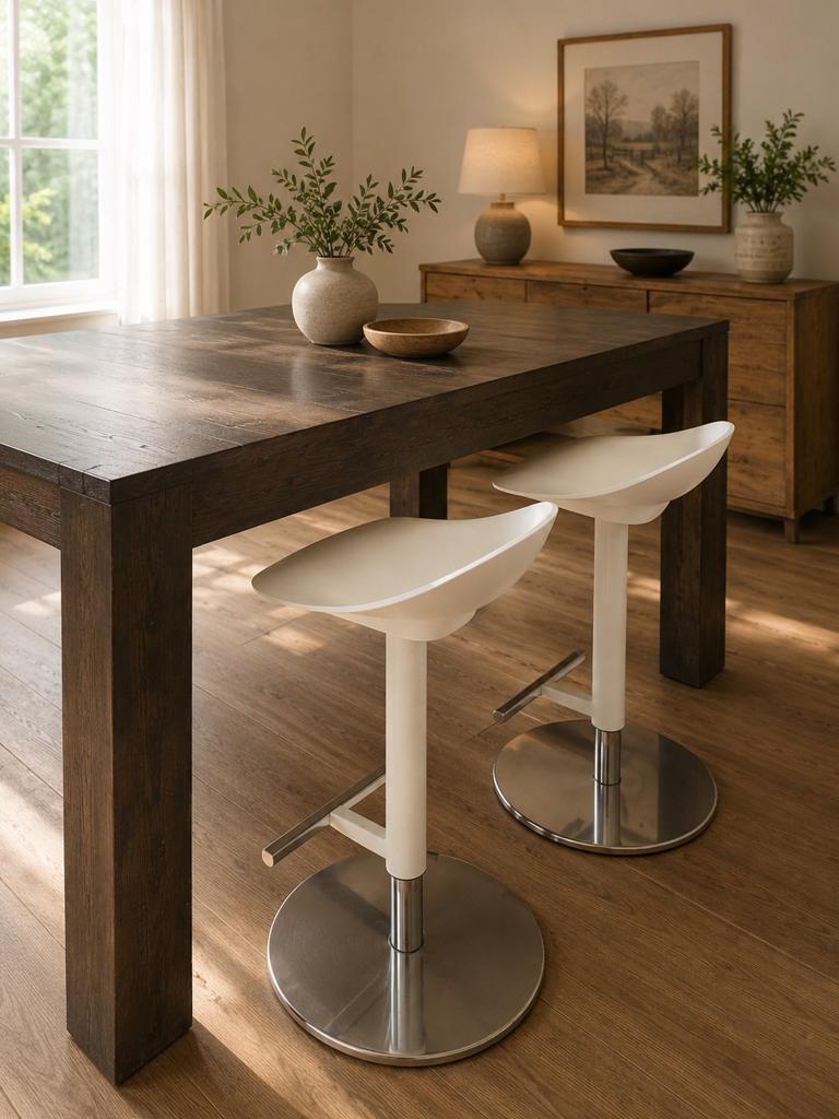 2 barkrukken - ikea - Janinge- hout, wit, metaal, Ophalen, Gebruikt, Twee, Wit