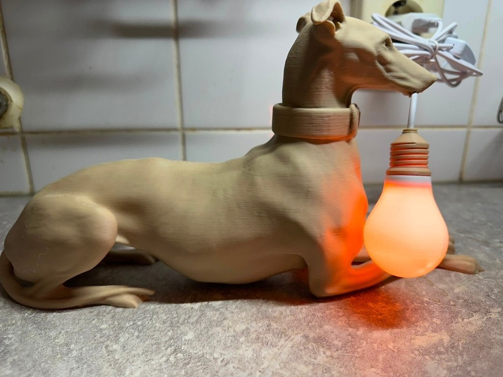 beige windhond whippet greyhound hazewindhond lamp usb, Antiek en Kunst, Ophalen of Verzenden