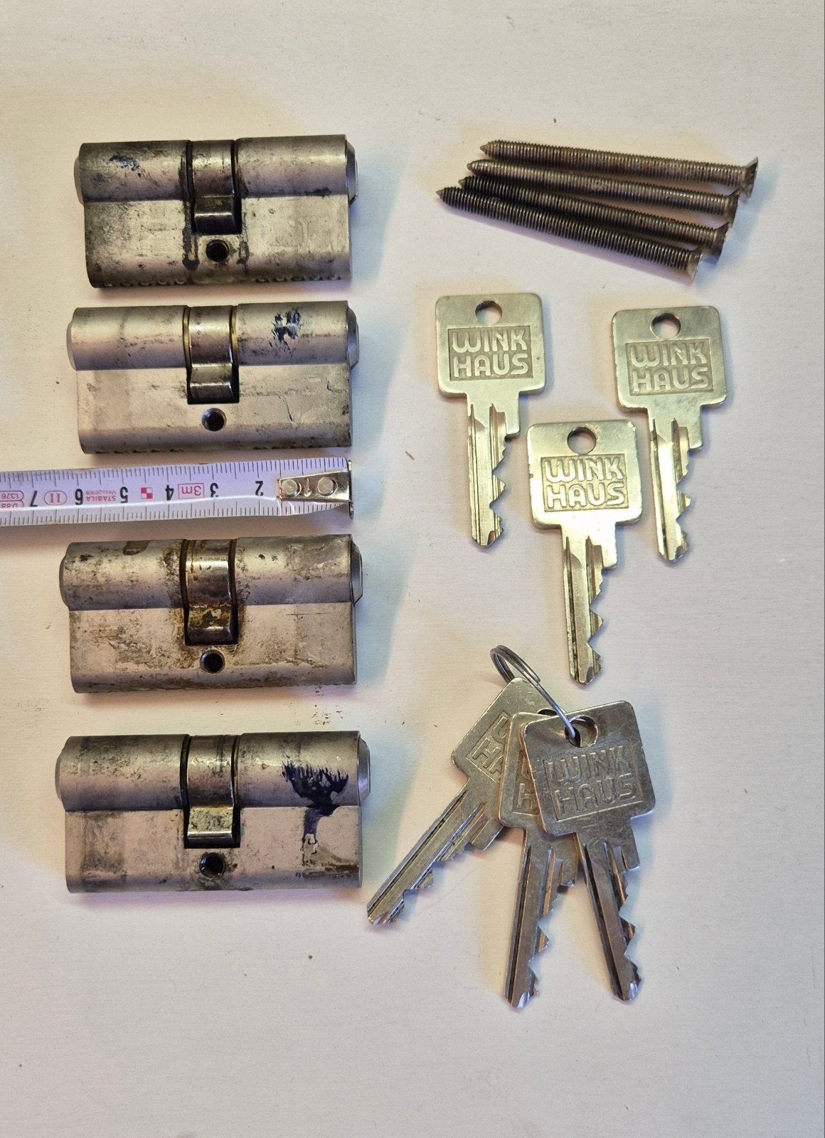 T.k Complete set: 4 Winkhaus Cilindersloten Gelijksluitend, Ophalen, Slot