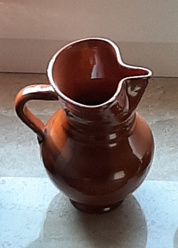 🏺Vintage: Keramieken wijnkan - Pottenbakkerswiel🏷️€6,-, Ophalen of Verzenden