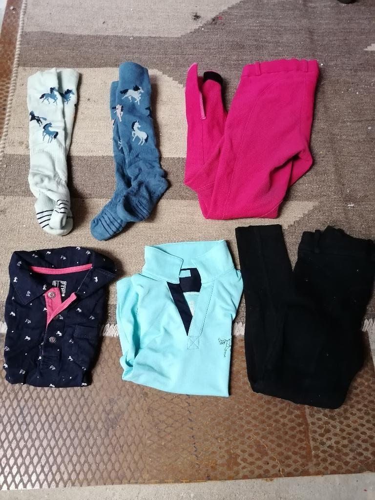 Paardrijkleding 116, kind 6 jaar, handschoenen, zweepje, Dieren en Toebehoren, Paardrijkleding, Ophalen, Zo goed als nieuw, Dressuur