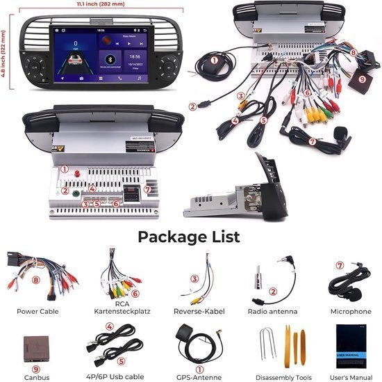 Autoradio Fiat 500 – Multimedia Systeem – Navigatie Radio, Corvance B.V., Verzenden, Nieuw, Corvancebol@gmail.com