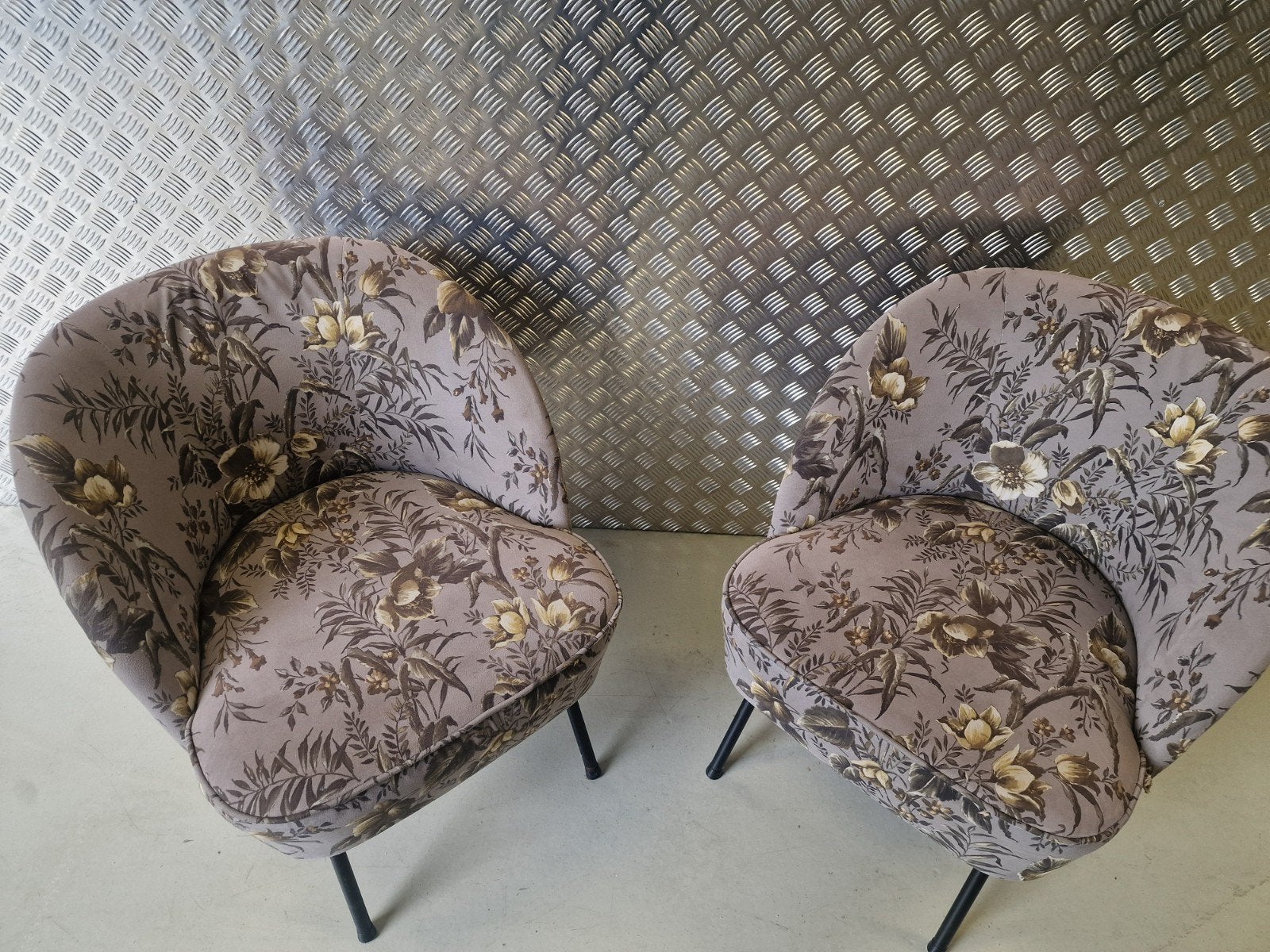 Prachtige set van 2 Vogue Poppy fluwelen fauteuils, Ophalen, 75 tot 100 cm, Zo goed als nieuw, Franse lelies