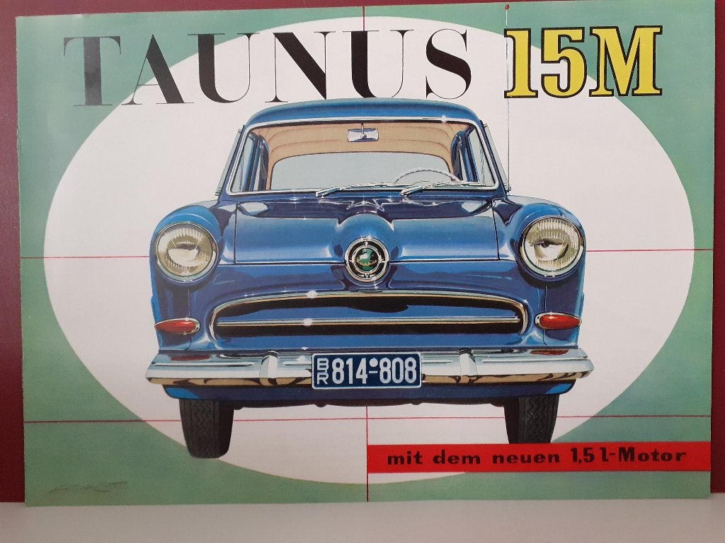 folder Ford Taunus 15M   Wereldbol  jaren 50 Duitstalig, Ford, Nieuw, Ophalen of Verzenden, Ford